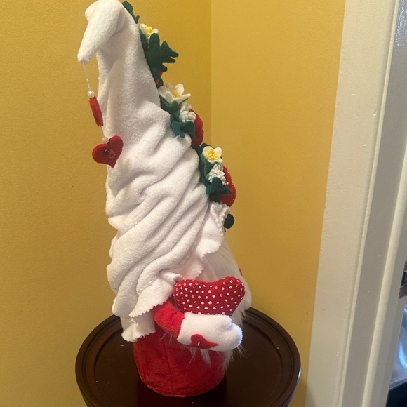Adorable “New” Valentines Plush Gnome Doll Pumpkin and Flower Hat hanging hearts - Picture 7 of 10